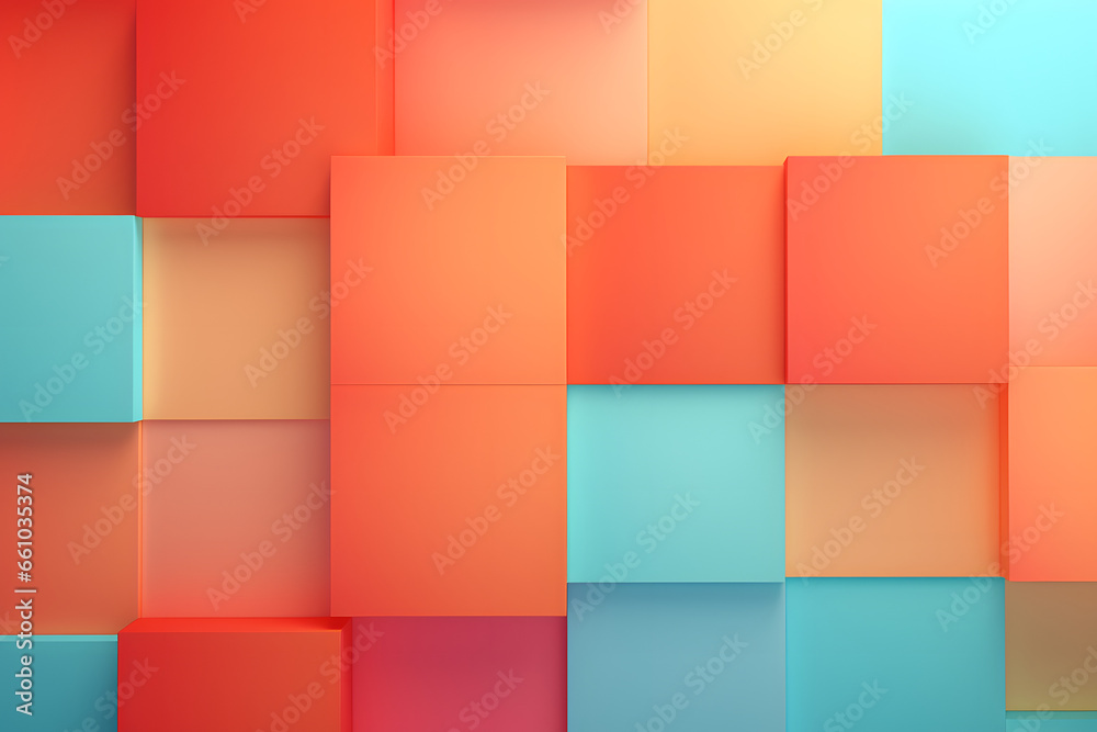 Vibrant colored 3D cubes in shades of blue and orange form an abstract pattern Vibrant colored 3D cubes in shades of blue and orange form an abstract pattern