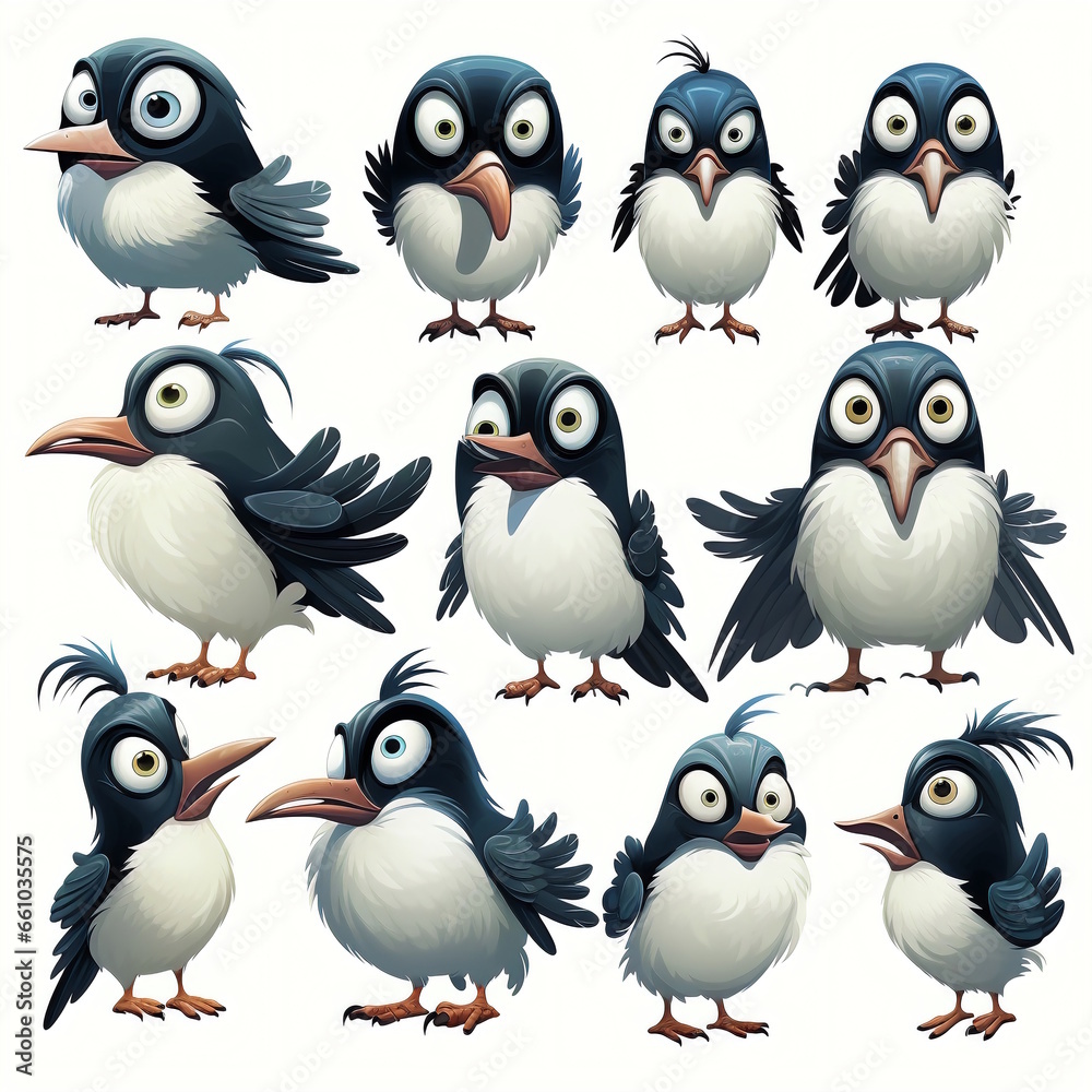 Naklejka premium Grinning Magpie Cartoon - Professional Design