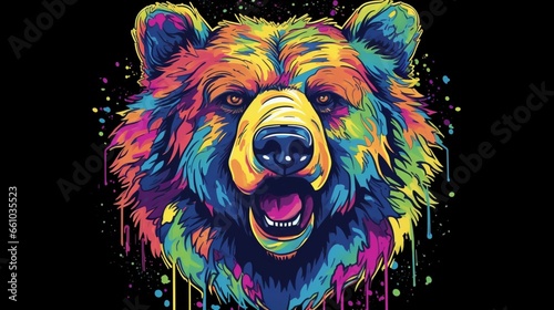 t-shirt vector vivd colors detailed bear.Generative AI photo