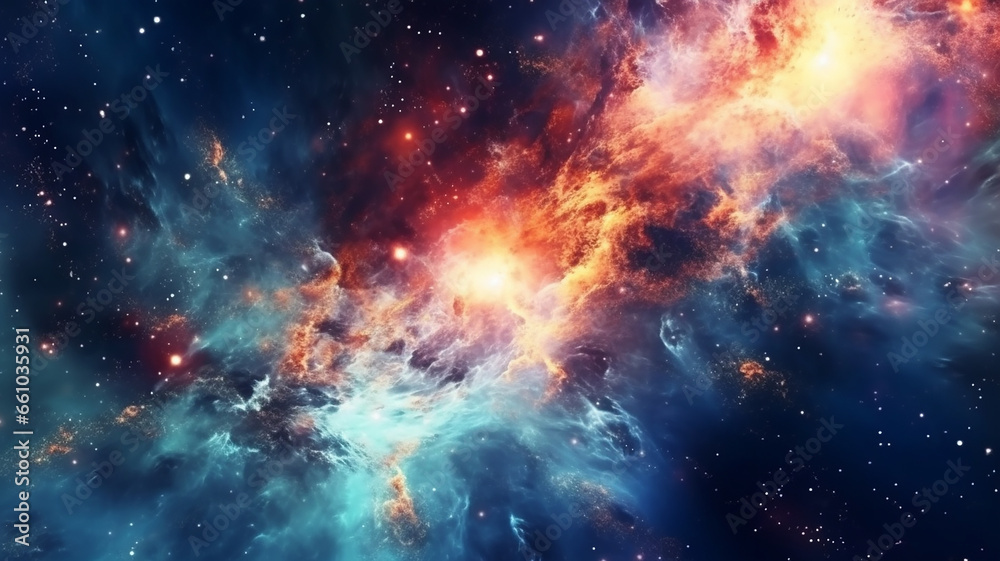 Nebula and galaxies in space. Abstract cosmos background