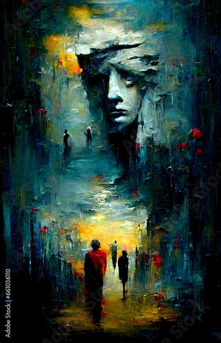 the point of no return surreal palette knife high relief dark 