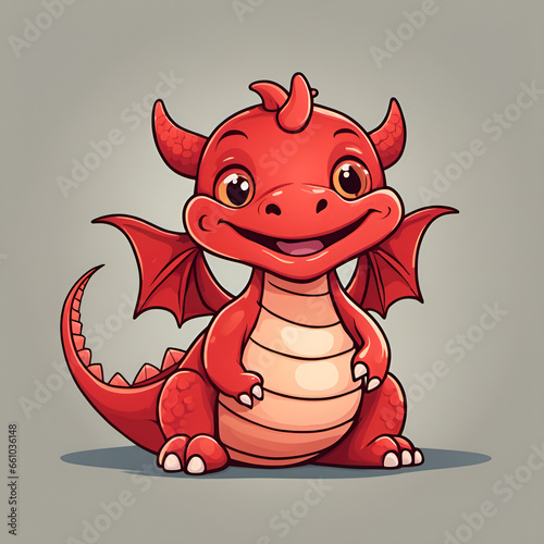 Small cute cartoon smiling dragon