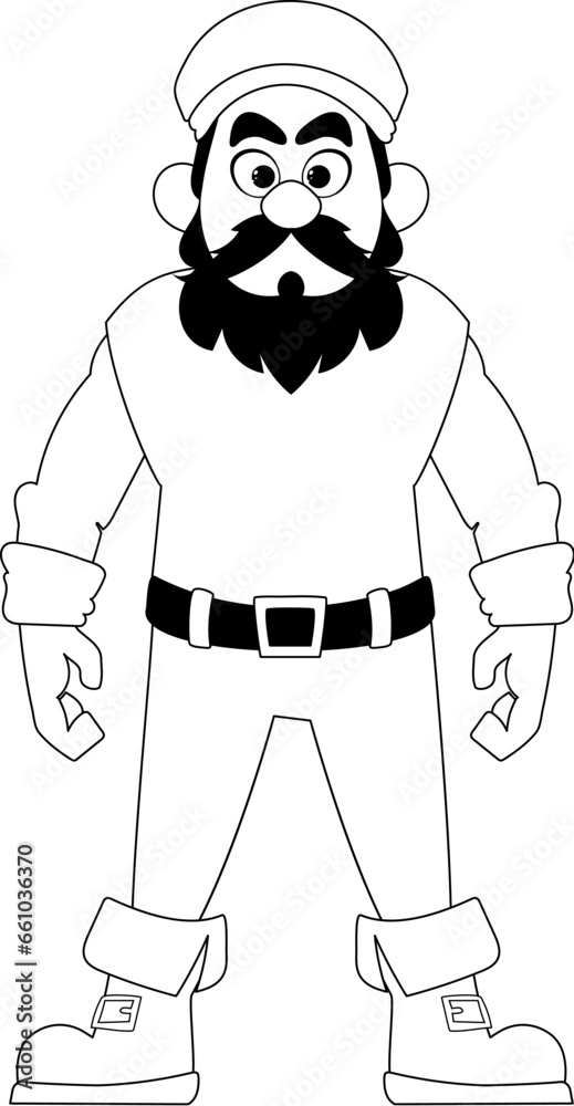 Fototapeta premium Funny and strict man pirate. Guy in a pirate costume. Coloring style