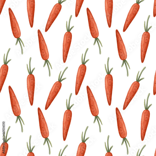 Carrots seamless pattern on white background.