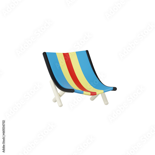 beach sand chair 3D summer icons can be used in various digital and design contexts. They might appear as part of mobile app icons, website graphics, or in marketing materials for summer produts
