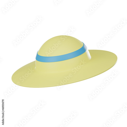 hat 3D summer icons can be used in various digital and design contexts. They might appear as part of mobile app icons, website graphics, or in marketing materials for summer-related products or events