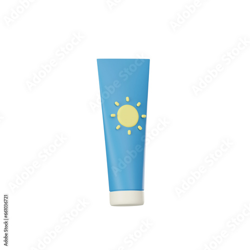 Sunscreen 3D summer icons can be used in various digital and design contexts. They might appear as part of mobile app icons, website graphics, or in marketing materials for summer-related products 