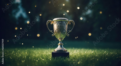 The winner's cup stands in the grass © cherezoff