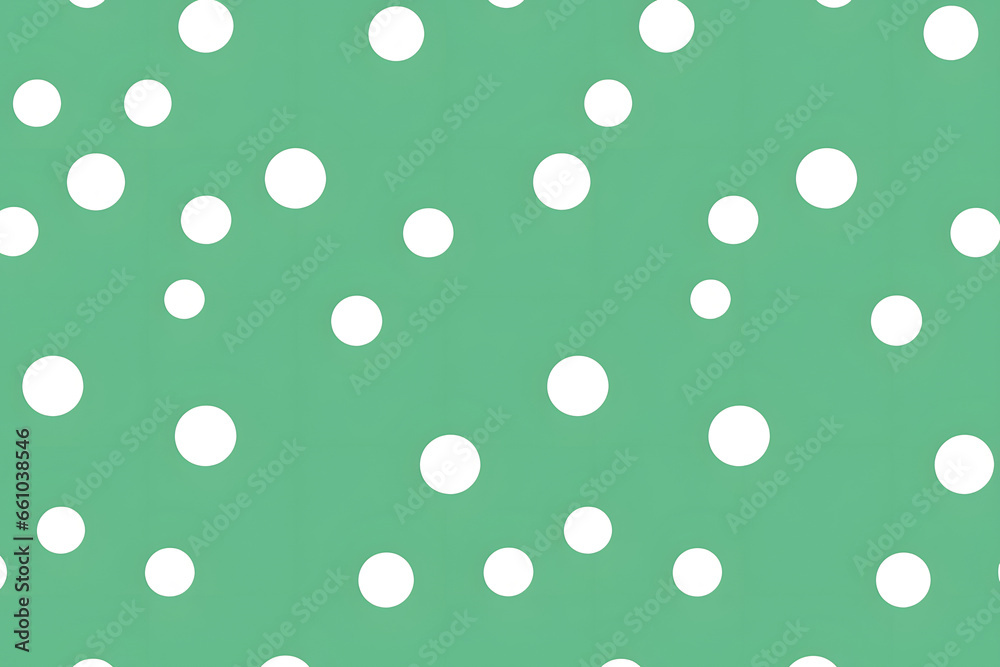 Green background with evenly spaced white polka dots