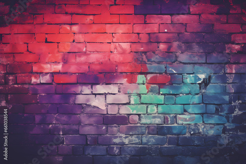 Multicolored brick wall with a gradient of vibrant hues