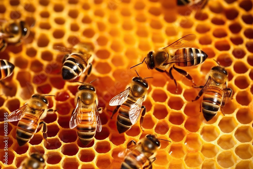 Honey Bees at Work on a Honeycomb,bee on honeycomb,bees on honeycomb,bee and honey,bees and honeycomb