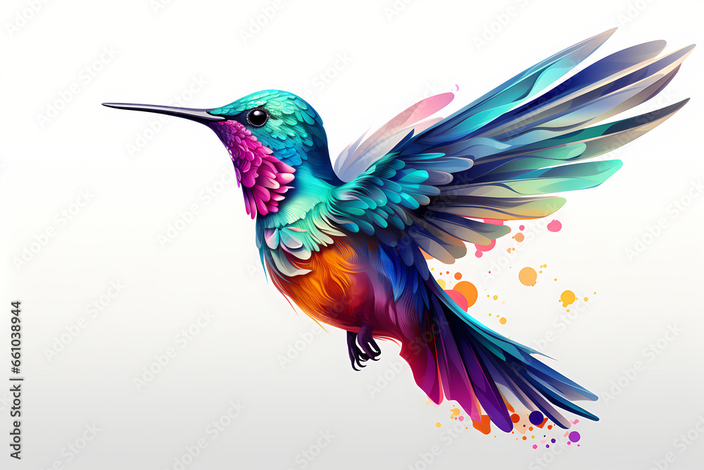 a colorful bird is flying through the air