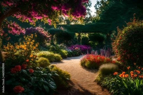 Romantic garden futuristics vibrant - AI Generative