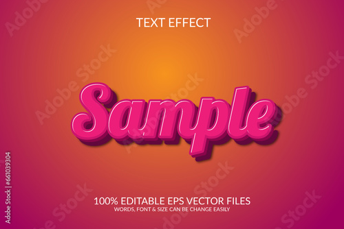Sample 3d fully editable eps text effect illustration template