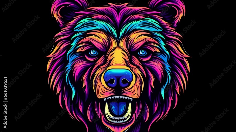 vector logo like bear head design.Drawn in comic style.Generative AI