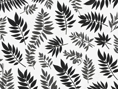 Black And White Leaves On A White Background