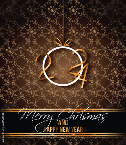 2024 Happy New Year and merry christmas background for your seasonal invitations, festive posters, greetings cards.