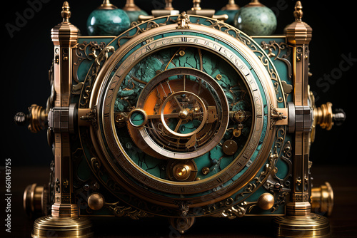 antique jade and brass clockworks