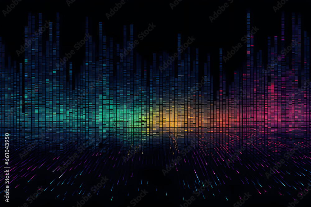Digital rain converges to a colorful spectrum on a dark background Digital rain converges to a colorful spectrum on a dark background