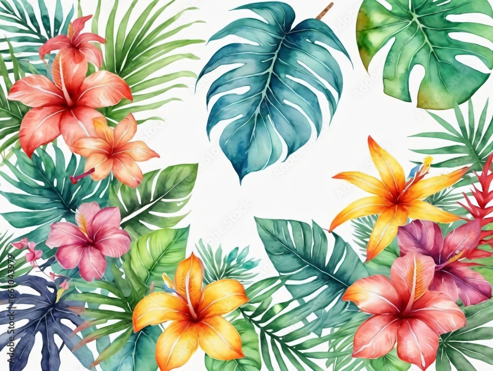 Tropical Leaves And Flowers Seamless Pattern Tropical Leaves And Flowers Seamless Pattern