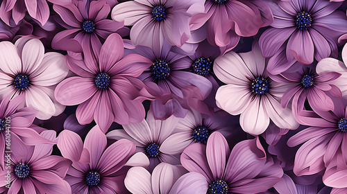 Seamless pattern with purple flowers, Generative Ai