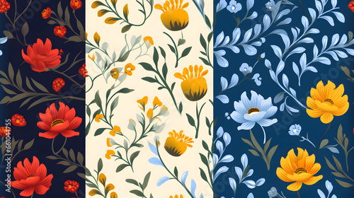 seamless pattern with flowers, Generative Ai