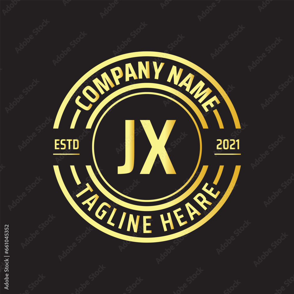 Professional simple Letter JX Circle Luxury Gold Color Vector Logo Template Professional simple Letter JX Circle Luxury Gold Color Vector Logo Template