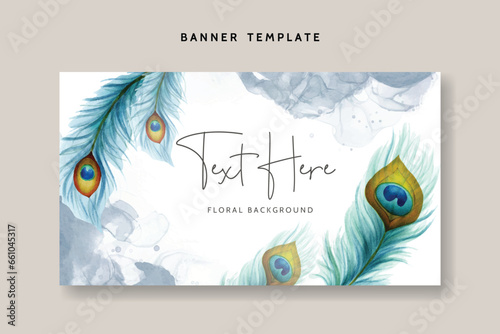 floral background with beautiful rose flower and peacock feather