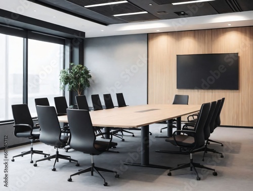 A Conference Room With A Large Table And Chairs