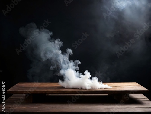 A Wooden Table With Smoke Coming Out Of It