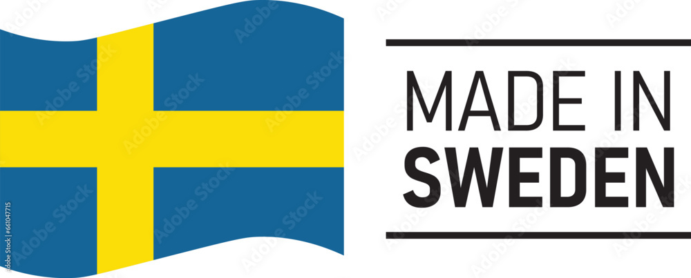 Made in Sweden collection of label, ribbon, stickers, badge, icon. Sweden flag symbol. Vector illustration Made in Sweden collection of label, ribbon, stickers, badge, icon. Sweden flag symbol. Vector illustration
