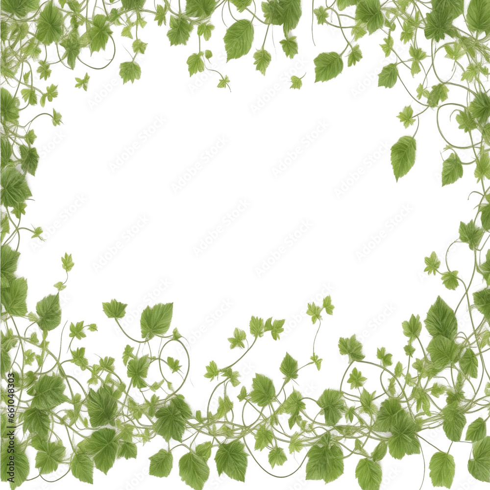 Vines, leaf, border frame PNG transparent background