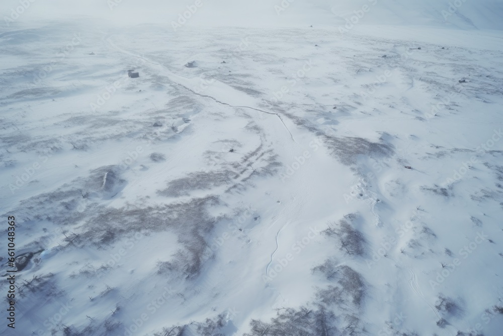 Snow Covered Field with Tracks