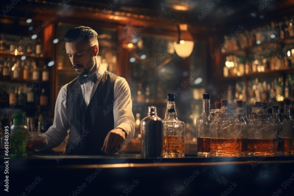 Man Preparing Drink at Bar