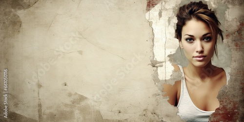 Vintage Vogue: Retro Background Featuring a Captivating Woman, Tailored for Adverts and Chic Design Templates