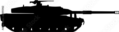 Vektor Silhouette - Militär Panzer mit Kanone und Maschinengewehr