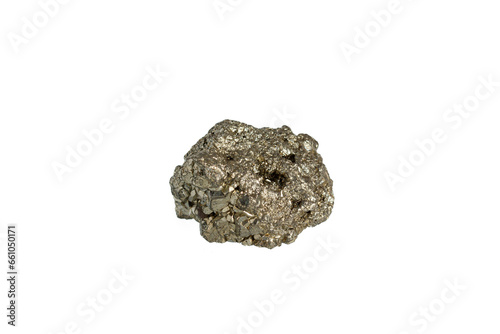 pyrite mineral stone macro on white background