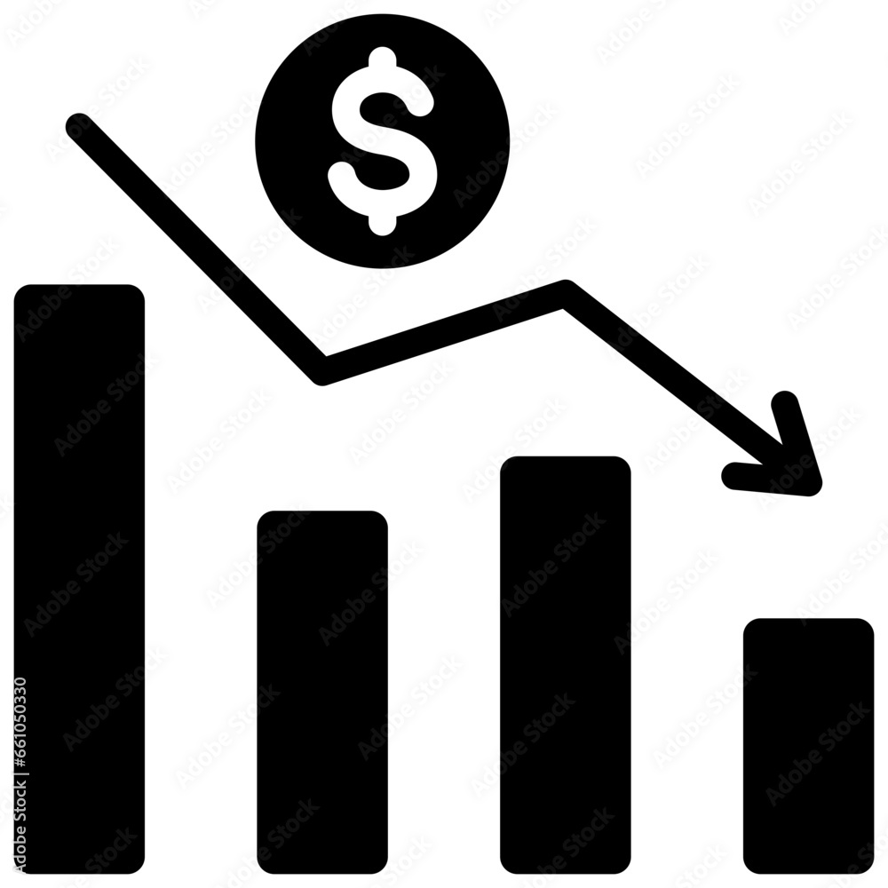 Cost Down Glyph Icon Cost Down Glyph Icon