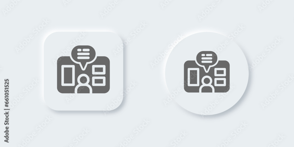 Webinar solid icon in neomorphic design style. Education signs vector illustration. Webinar solid icon in neomorphic design style. Education signs vector illustration.