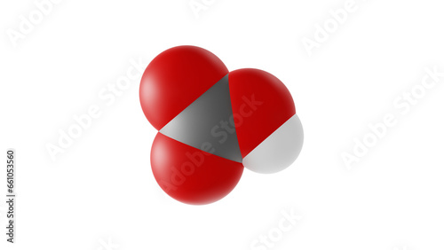 bicarbonate molecule, polyatomic anion, molecular structure, isolated 3d model van der Waals