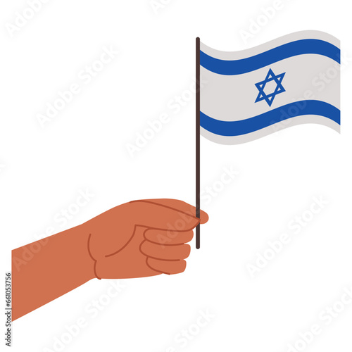 israeli flag in hand waving © Jemastock