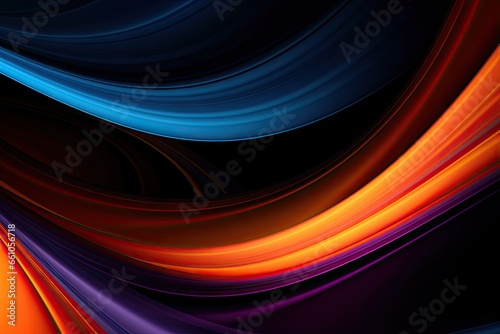 Abstract rays of light. Techno futuristic design. Dynamic light patterns. Modern concept in black and blue. Neon waves of color. Art in bright red and purple