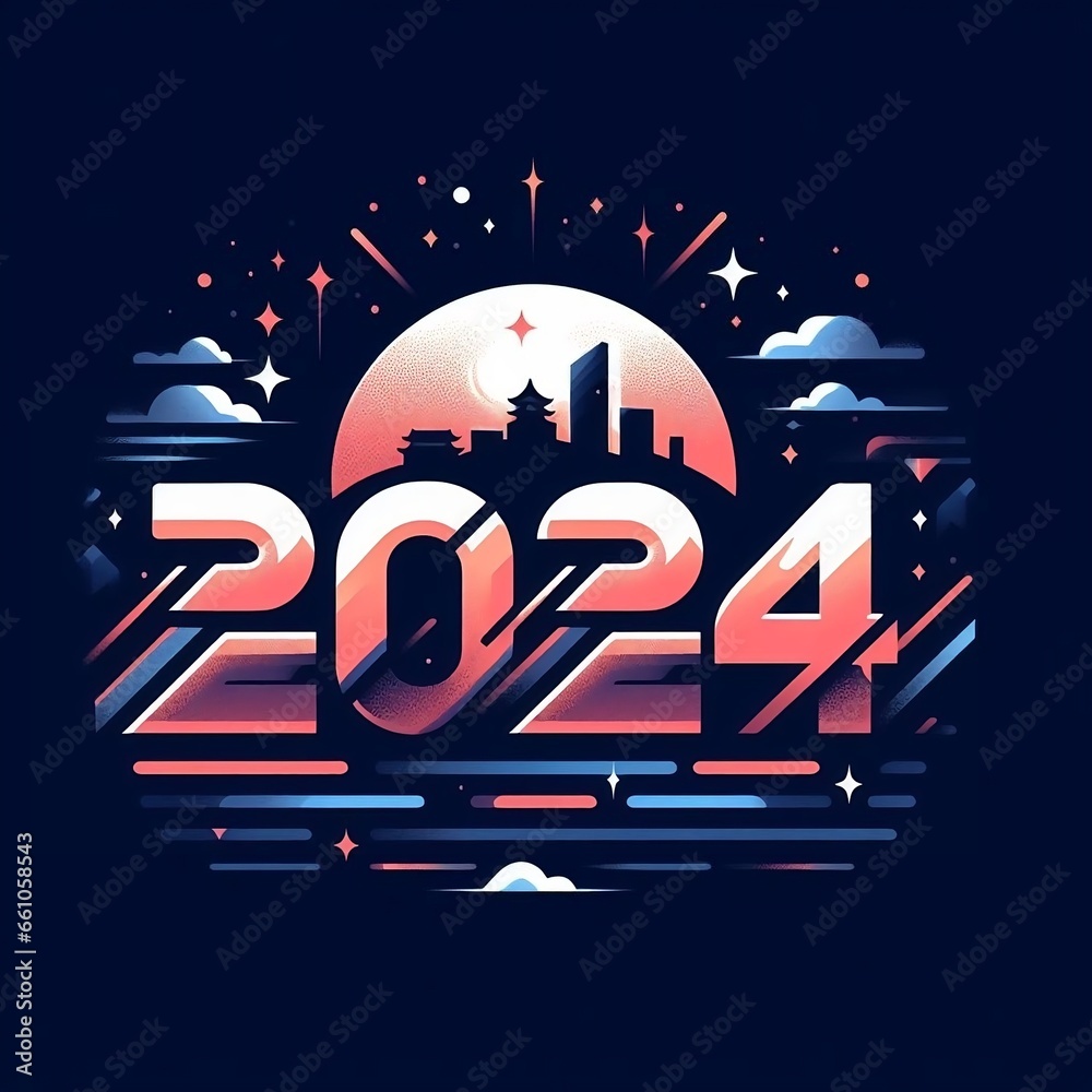 2024 Happy New Year text design backgrounds. 2024 number design