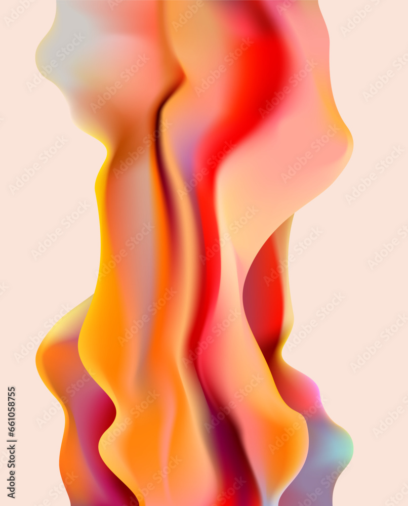 Fluid 3D object. Colored liquid element on white background. Vector geometric shape for poster and cover design.