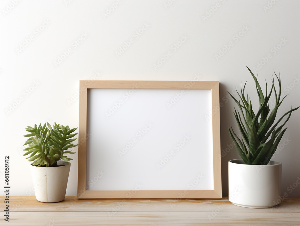 A blank mock-up frame made of wood. Included with minimalist and natural modern deco.
A blank mock-up frame made of wood. Included with minimalist and natural modern deco.