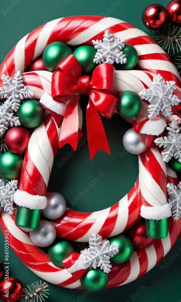 Photo Of Christmas Wreath Made Of Candy Canes