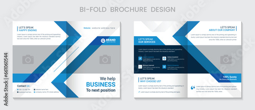 Corporate Business Bi-Fold Brochure Design Template. Design Template Geometric shape used for business Bi-Fold Brochure layout. Corporate Brochure, Business Brochure, A4 with Bleed, Print Ready