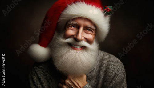 Joyful Senior Man in Santa Claus Hat © DVS