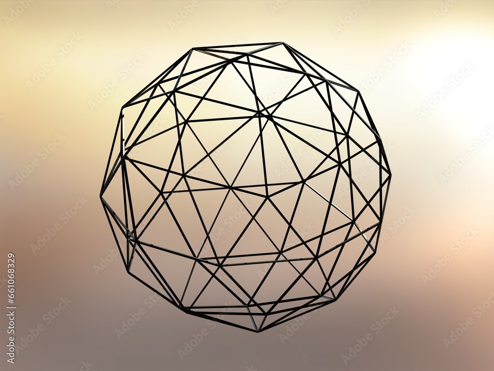 Wireframe Shape Geodesic Polyhedron Sphere 3D print model - obrazy, fototapety, plakaty 