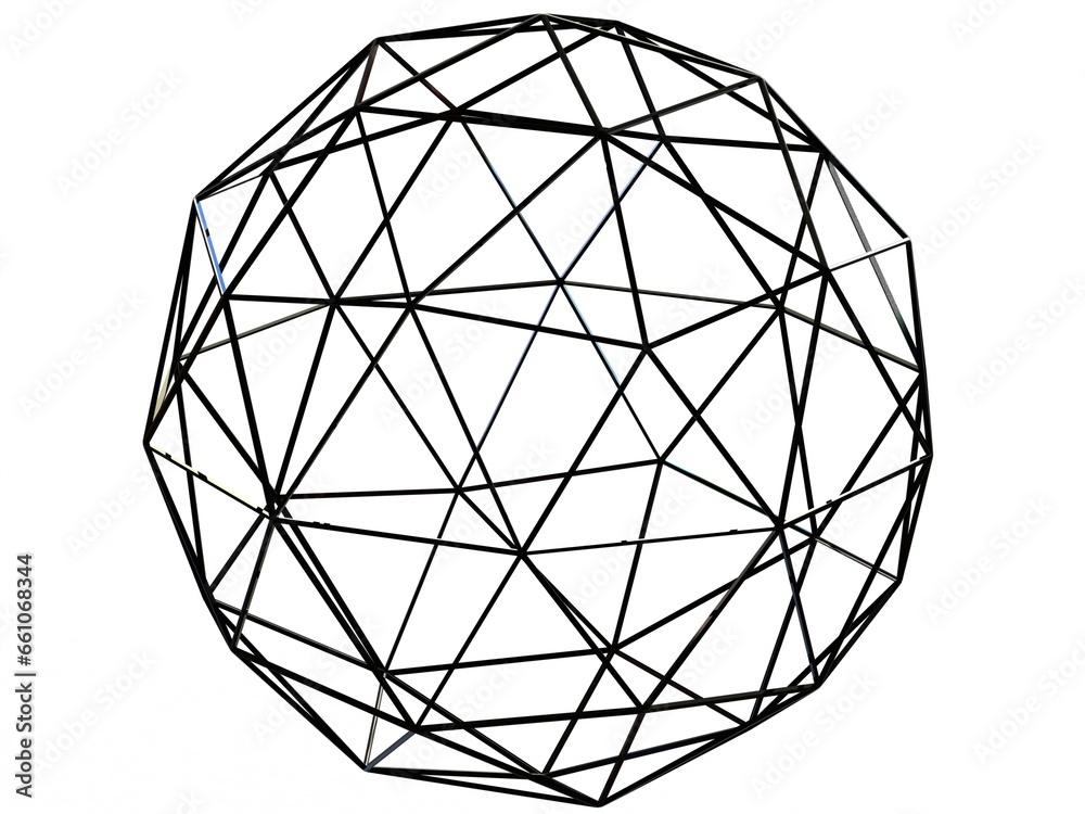 Wireframe Shape Geodesic Polyhedron Sphere 3D print model - obrazy, fototapety, plakaty 